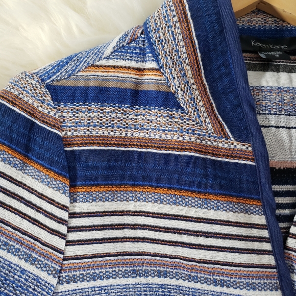 VGUC Karen Kane Pacific Sunrise Jacquard Tapestry Cropped Jacket Blue Size S - Picture 7 of 13